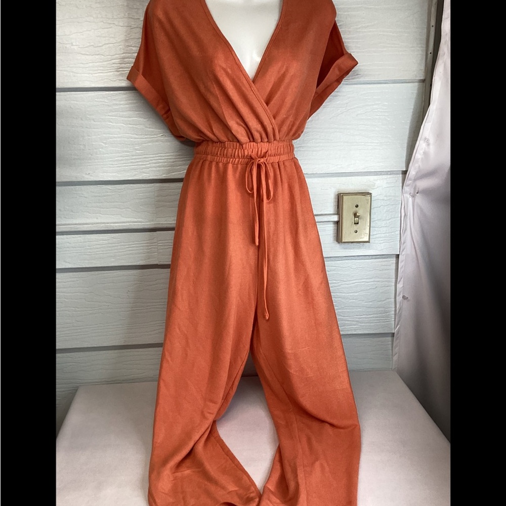 SHEIN V-Neck Orange Jumpsuit 31